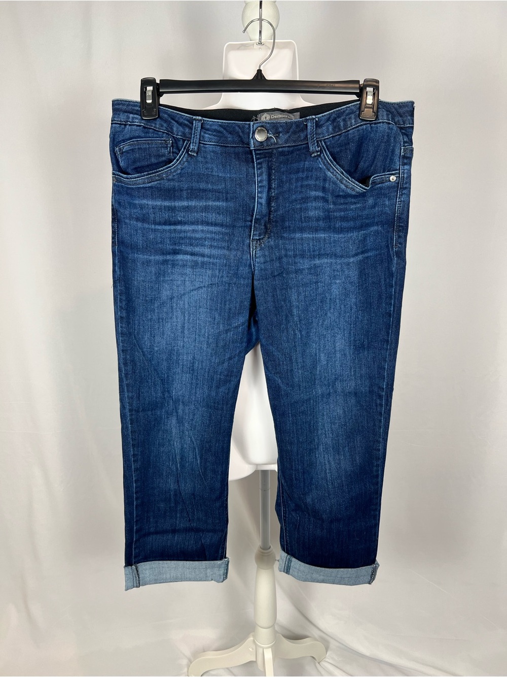 Democracy Women’s Straight Leg Cropped Jeans - Dark Blue - Picture 3 of 8